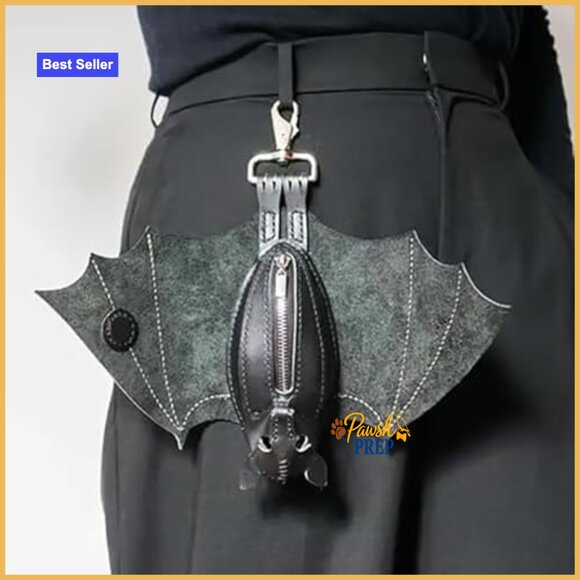 Amazon.com: Bat coin purse, handmade bat-shaped coin purse  Handcrafted Leather Bat Coin Purse with Wings, Zipper Closure, Metal Clip